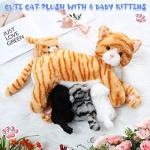 Skylety Plush Mommy Cat with 4 Kittens