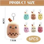 Kawaii Bubble Tea Plush Keychain Set of 6