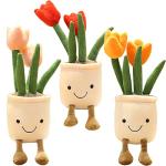 Cute Tulip Plush Toy Set - 3 Soft Dolls
