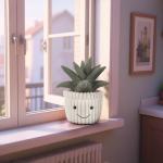 Kawaii Apricot Lamb Plush Toy in Green Pot