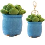 Blue Succulent Plush Toy and Keychain Set