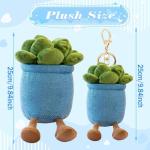 Blue Succulent Plush Toy and Keychain Set