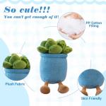 Blue Succulent Plush Toy and Keychain Set