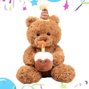 Happy Birthday Teddy Bear Plush Toy with Cake