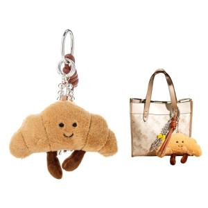 Cute Croissant Plush Keychain with Smiling Face