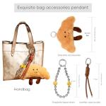 Cute Croissant Plush Keychain with Smiling Face