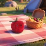 Soft Apricot Lamb and Apple Plush Toy for Kids