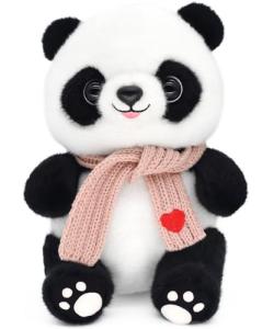 Adorable 9.8'' Panda Plush Toy with Heart Scarf