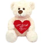 Cute 12” White Plush Teddy Bear with Heart