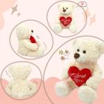 Cute 12” White Plush Teddy Bear with Heart