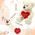 Cute 12” White Plush Teddy Bear with Heart