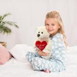 Cute 12” White Plush Teddy Bear with Heart