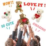 Cute 12” White Plush Teddy Bear with Heart