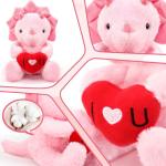 Pink Dinosaur Plush Toy for Valentine's Day