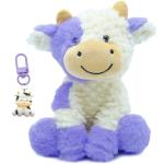 Cuddly Purple Cow Plush Toy and Keychain Set