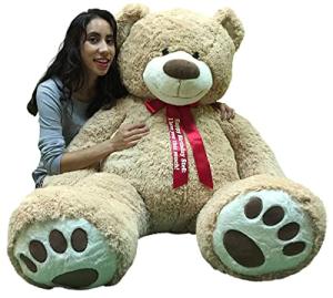 Giant 5-Foot Soft Teddy Bear with Red Ribbon
