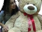 Giant 5-Foot Soft Teddy Bear with Red Ribbon
