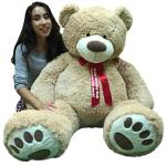 Giant 5-Foot Soft Teddy Bear with Red Ribbon