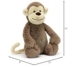 Jellycat Bashful Monkey Plush Toy, Medium 12 inches