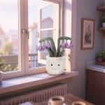Kawaii Plush Apricot Lamb Flower Pot Toy