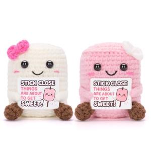 2PCS Pink & White Marshmallow Plush Dolls