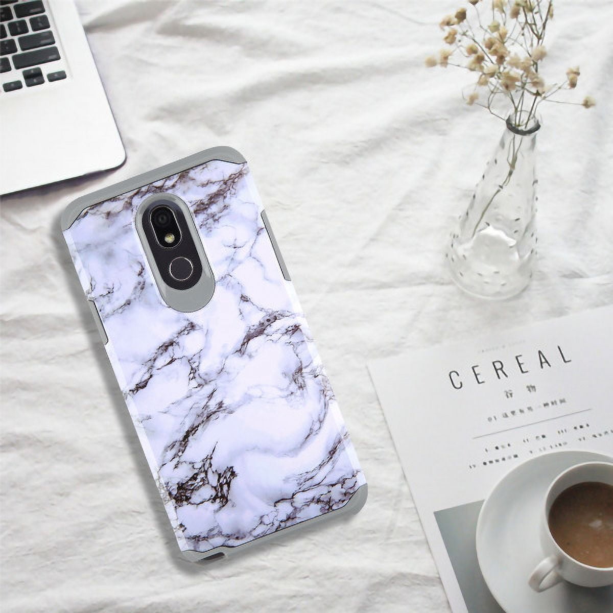 White Marble Stone LG Stylo 5 Shockproof Case
