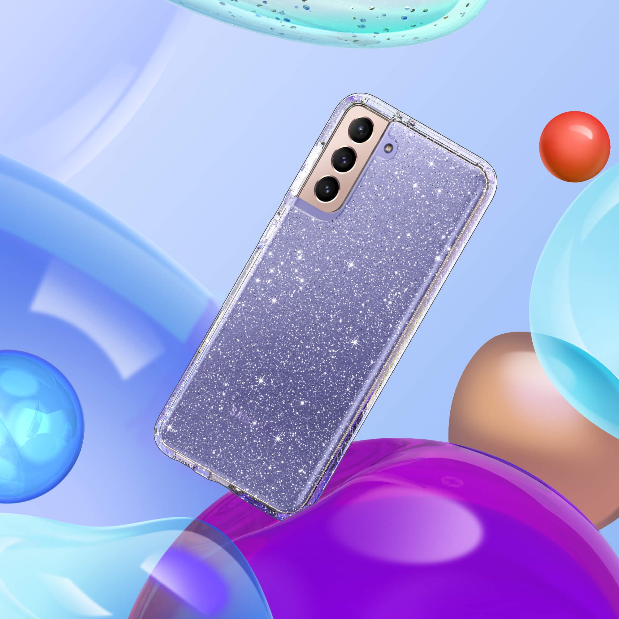 Samsung S21 Clear Glitter Bumper Phone Case