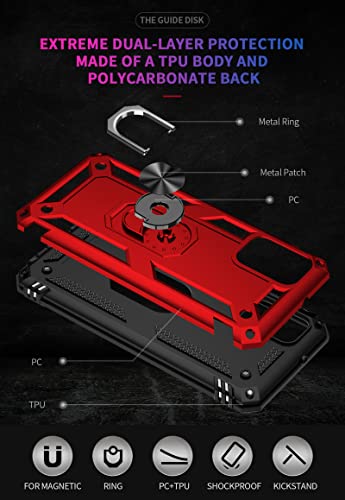 Samsung Galaxy A03S Case with Screen Protector, Red