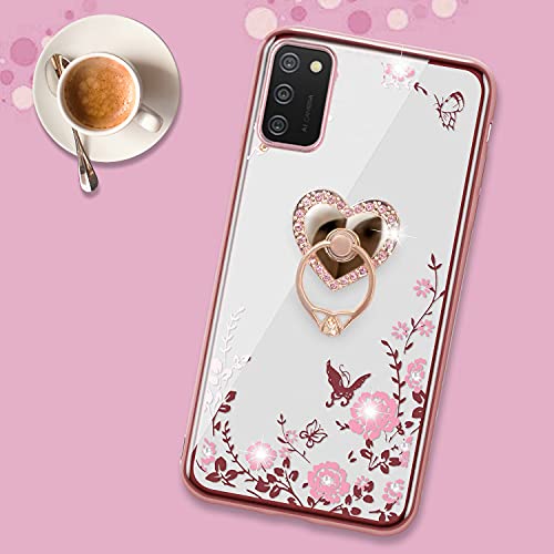 Samsung Galaxy A03S Glitter Butterfly Heart Floral Case