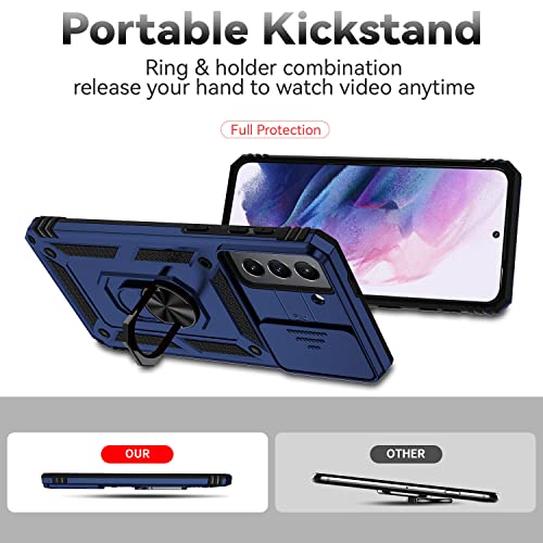 Samsung Galaxy S21 5G Case - Dual Layer, Magnetic Ring Holder, Kickstand - Navy Blue