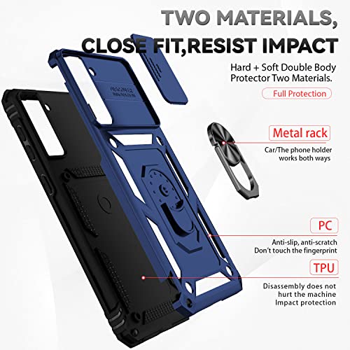 Samsung Galaxy S21 5G Case - Dual Layer, Magnetic Ring Holder, Kickstand - Navy Blue