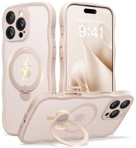 Cute Rose Gold iPhone 16 Pro Max Case with Stand