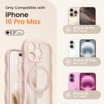 Cute Rose Gold iPhone 16 Pro Max Case with Stand
