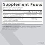 Sports Research® Vegan D3 5000iu with Vitamin K2 100mg - Formulated with Coconut MCT Oil - Vegan Certified, Soy & Gluten Free - 60 Softgels