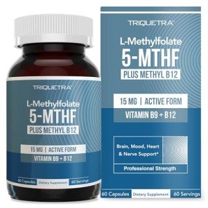 L-Methyl Folate 15mg with Methyl B12 – 60 Capsules