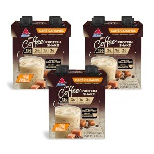 Atkins Café Caramel Iced Coffee Flavored Protein Shake, High Protein Shake, Low Glycemic, Low Carb and Low Sugar, Keto Friendly, Gluten Free, 12 Count