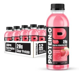 Protein2o Hydration Drink - 2-in-1 Liquid Clear Whey Protein Isolate and Electrolyte Drink - 20g Protein, Vitamins B5, B6 - Post-Workout Recovery - 16.9 Fl Oz - 12 Count Strawberry Watermelon