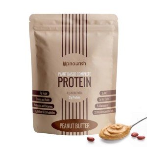 UpNourish Peanut Butter Vegan Protein Powder 54 Superfoods Powder,1.5 Billion CFU Probiotics 21g Plant Based Protein,No Sugar No Dairy No GMO Dairy Free,Meal Replacement Shake Keto-Friendly Low-Carb Diet,15 Servings