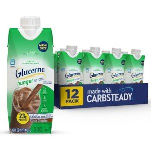 Glucerna Hunger Smart Meal Size Shake, Diabetic Drink to Support Blood Sugar Management, 23g Protein, 250 Calories, Classic Chocolate, 16-fl-oz Carton, 12 Count