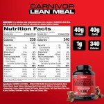 MuscleMeds CARNIVOR Lean Meal Whole Food Meal Replacement Shake, MRE, Beef Protein Isolate, White Potato, Sweet Potato, 40g Protein, 40 g Carbs, Lactose Free, Sugar Free, Chocolate Fudge 20 Servings