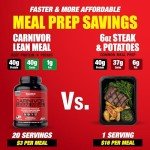 MuscleMeds CARNIVOR Lean Meal Whole Food Meal Replacement Shake, MRE, Beef Protein Isolate, White Potato, Sweet Potato, 40g Protein, 40 g Carbs, Lactose Free, Sugar Free, Chocolate Fudge 20 Servings