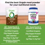 Orgain Perfect Meal, Organic, Vegan Meal Replacement Protein Powder, Chocolate - 25g Plant Based Protein, 80+ Superfoods, 1B Probiotics & 10g Fiber, Adaptogens & Ashwagandha - 2.16lb