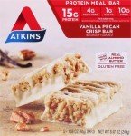 Atkins Vanilla Pecan Crisp Protein Meal Bar, High Fiber, 1g Sugar, 4g Net Carb Meal Replacement, Keto Friendly, 5 Count