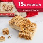 Atkins Vanilla Pecan Crisp Protein Meal Bar, High Fiber, 1g Sugar, 4g Net Carb Meal Replacement, Keto Friendly, 5 Count