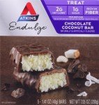 Atkins Endulge Chocolate Coconut Bar, Dessert Favorite, High in Fiber, 1g Sugar, 5 Count