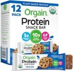 Orgain Organic Vegan Protein Bars, Chocolate Chip Cookie Dough - 10g Plant Based Protein, Low Calorie Healthy Snacks, No Lactose or Soy Ingredients, Gluten Free, Non-GMO - 1.41 Oz (Pack of 12)