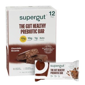 Supergut GLP-1 Boosting Prebiotic Bars, Chocolate Brownie - Gut Healthy Protein Snacks & Breakfast Bars - Keto-Friendly Meal Replacement Energy Bars (12 Count)
