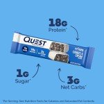 Quest Nutrition Crispy Cookies & Cream Hero Protein Bar, 18g Protein, 1g Sugar, 3g Net Carb, Gluten Free Protein Snack, Keto Friendly, 12 Count
