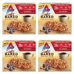 Atkins Blueberry Flavored Soft Baked Energy Bars, High in Protein Snack Bar, Low Sugar, High Fiber Snack, Protein Snack, 4 Packs (4 Bars Each)