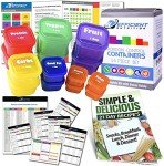 Efficient Nutrition Portion Control Containers DELUXE Kit (14-Piece) with COMPLETE GUIDE + 21 DAY PLANNER + RECIPE eBOOK BPA FREE Color Coded Meal Prep System for Diet and Weight Loss